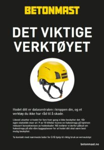 Plakat om hakestropp-påbud i Betonmast