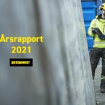Forsida på Betonmasts årsrapport for 2021 Årstall, bilde, logo